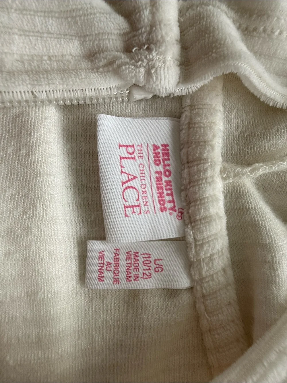 The Children's Place Hello Kitty Cream Ribbed Zip Hoodie